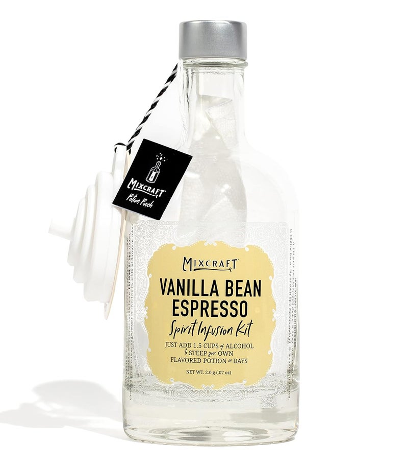MixCraft Spirit Infusion Kit - Premium Craft Cocktail & Mocktail Mixer, Glass Bottle, Collapsible Funnel, Flavor Pouch & Recipe, Vanilla Bean Espresso - Image 1